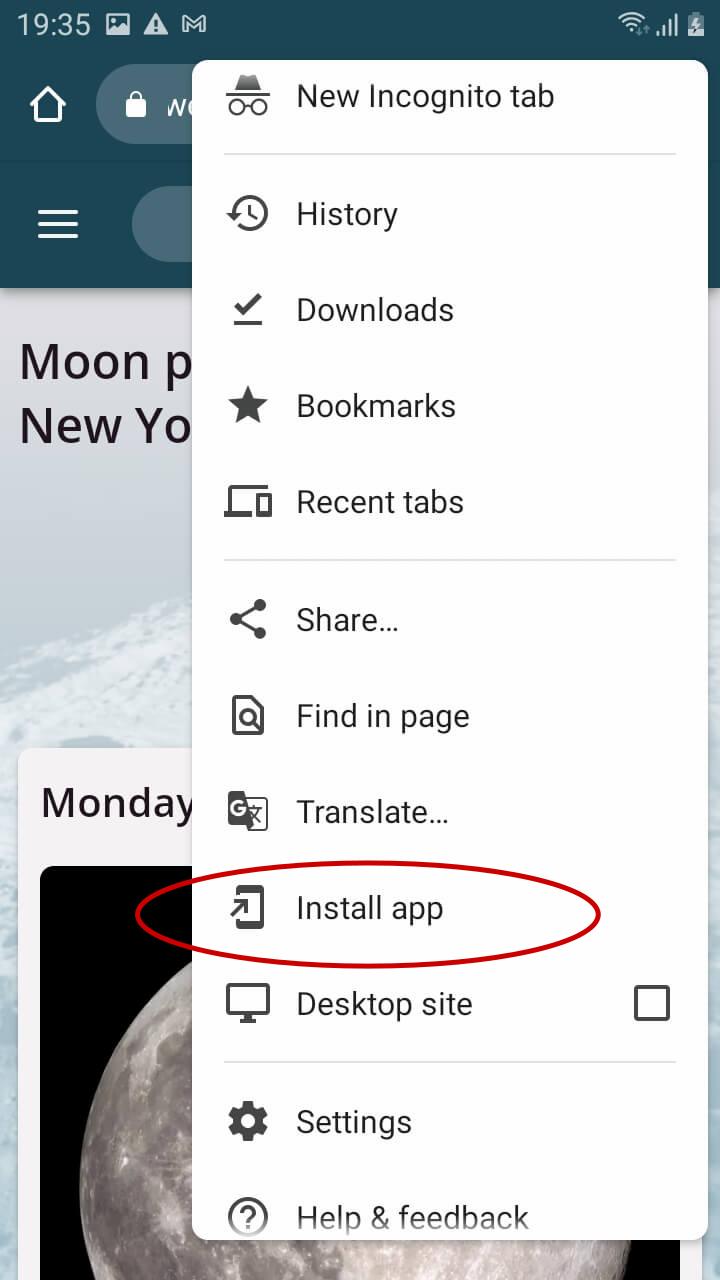 Tap the ’Add to Home Screen’ or ’Install app’ option in the browser menu.